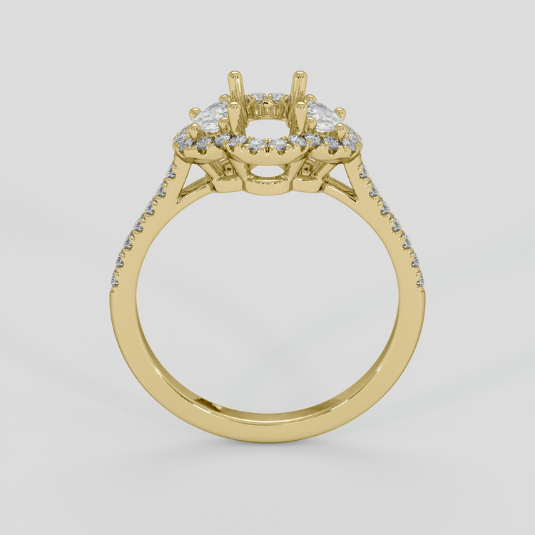 18K Yellow Gold Three Stone Ring Setting