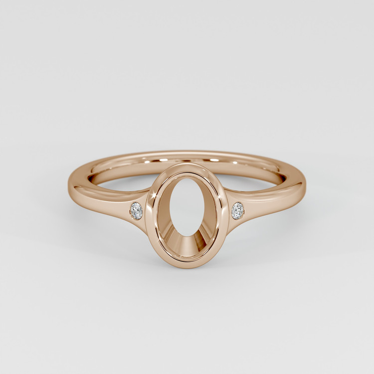 14K Rose Gold Three Stone Ring Setting