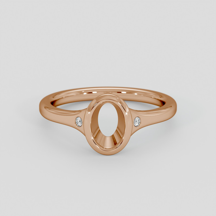 18K Rose Gold Three Stone Ring Setting