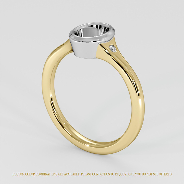 14K White & Yellow Three Stone Ring Setting
