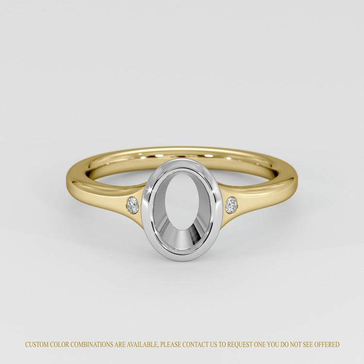 14K White & Yellow Three Stone Ring Setting