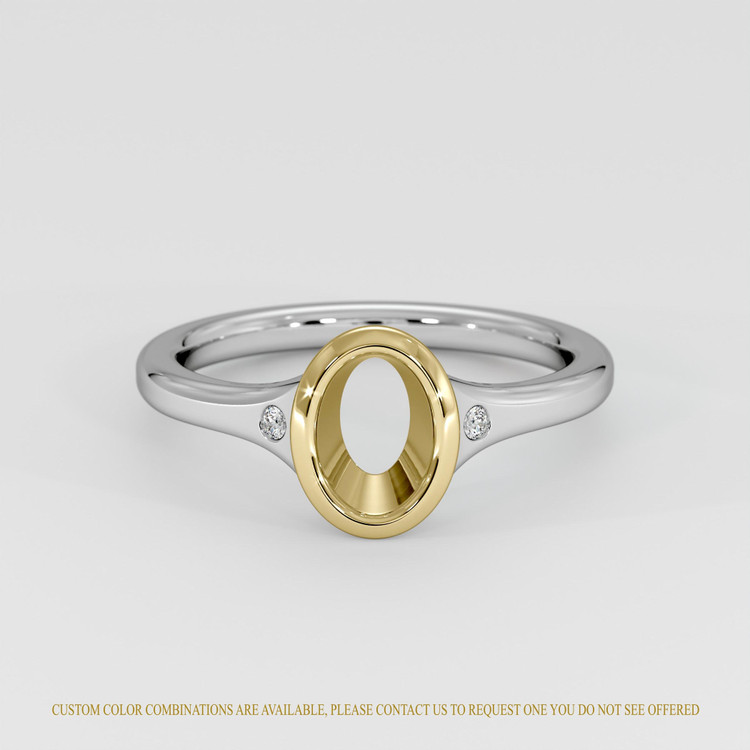 14K Yellow & White Three Stone Ring Setting