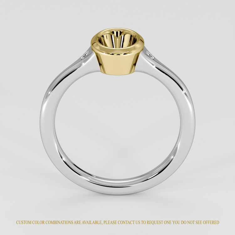 14K Yellow & White Three Stone Ring Setting