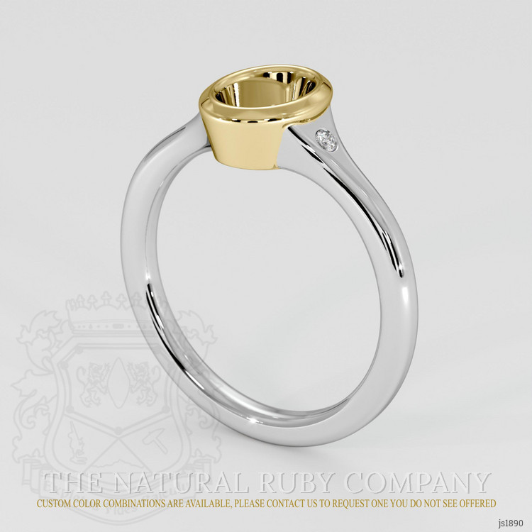 18K Yellow & White Three Stone Ring Setting