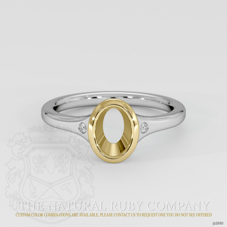 18K Yellow & White Three Stone Ring Setting