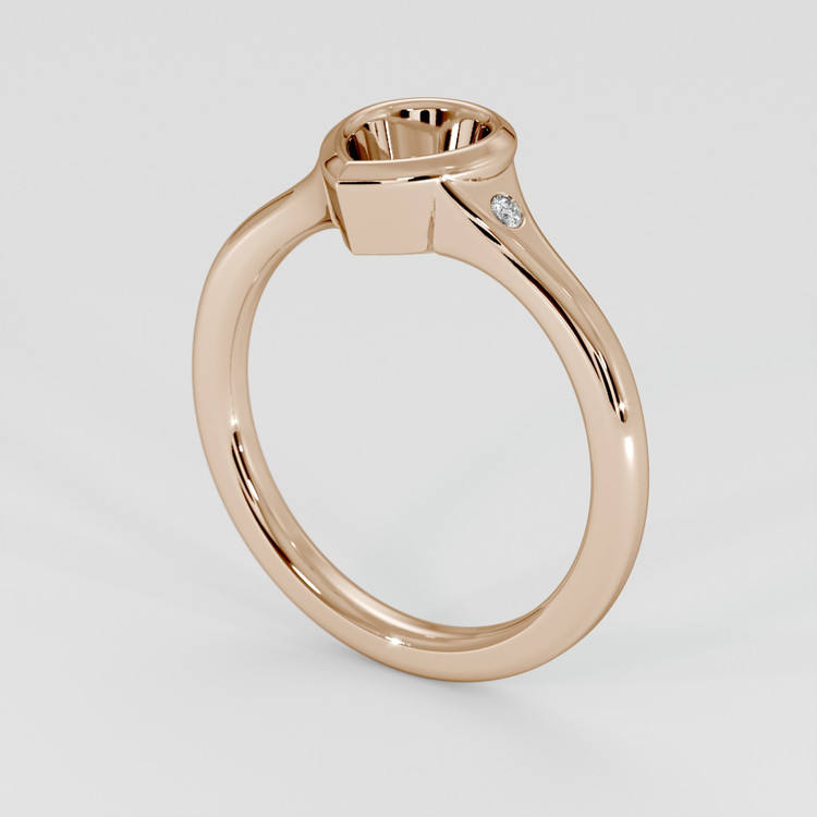 14K Rose Gold Three Stone Ring Setting