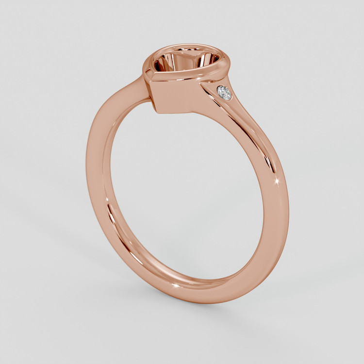 14K Rose Gold Three Stone Ring Setting
