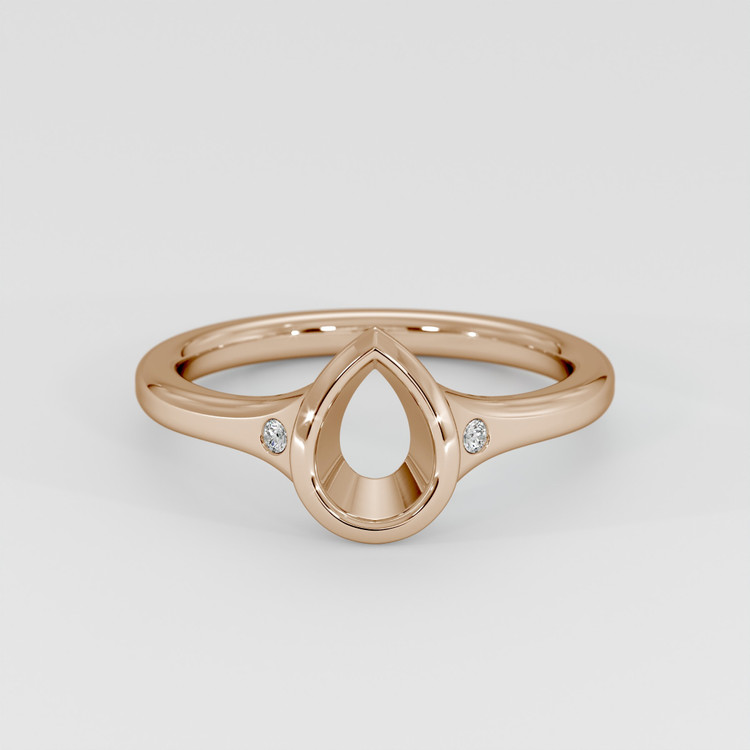 14K Rose Gold Three Stone Ring Setting