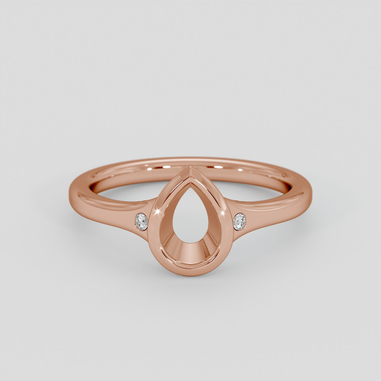 14K Rose Gold Three Stone Ring Setting