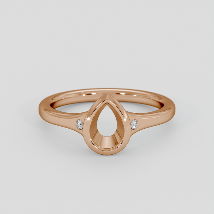 18K Rose Gold Three Stone Ring Setting