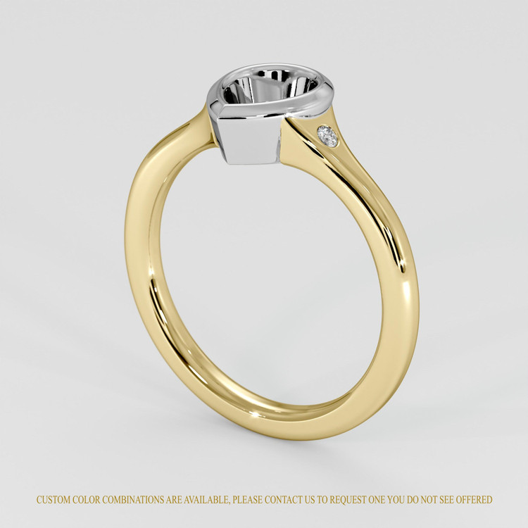 14K White & Yellow Three Stone Ring Setting