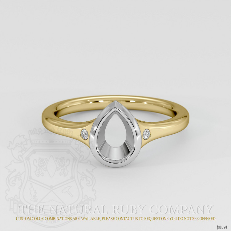 18K White & Yellow Three Stone Ring Setting