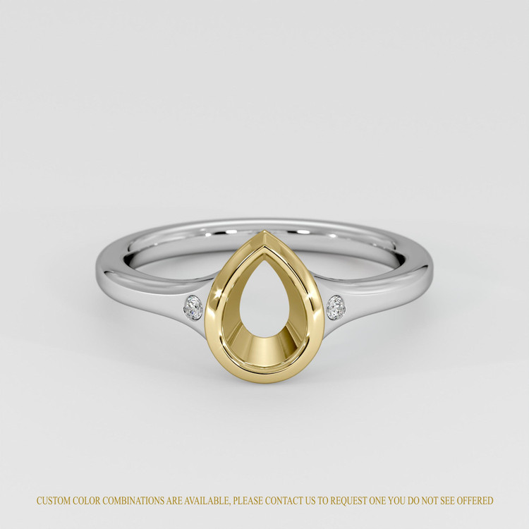 14K Yellow & White Three Stone Ring Setting