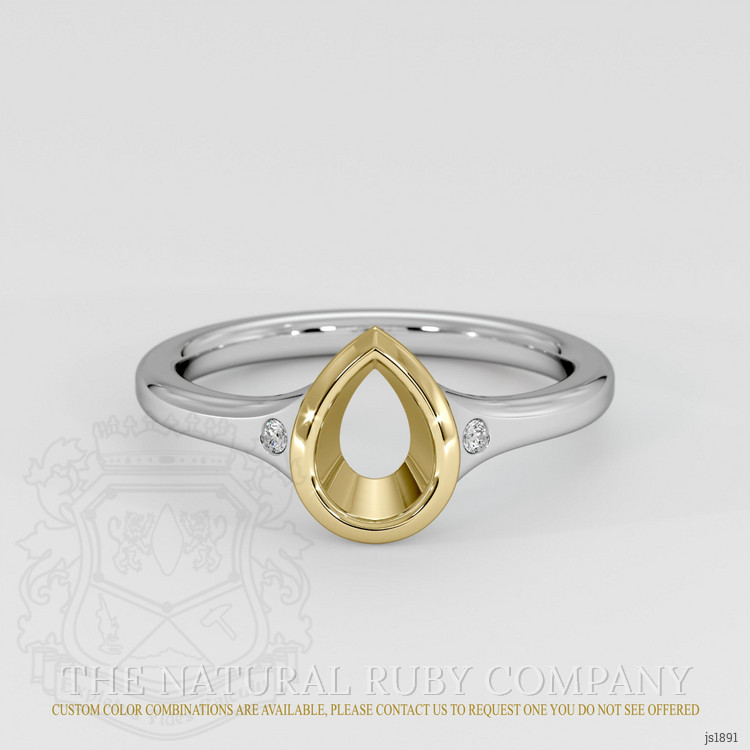 18K Yellow & White Three Stone Ring Setting