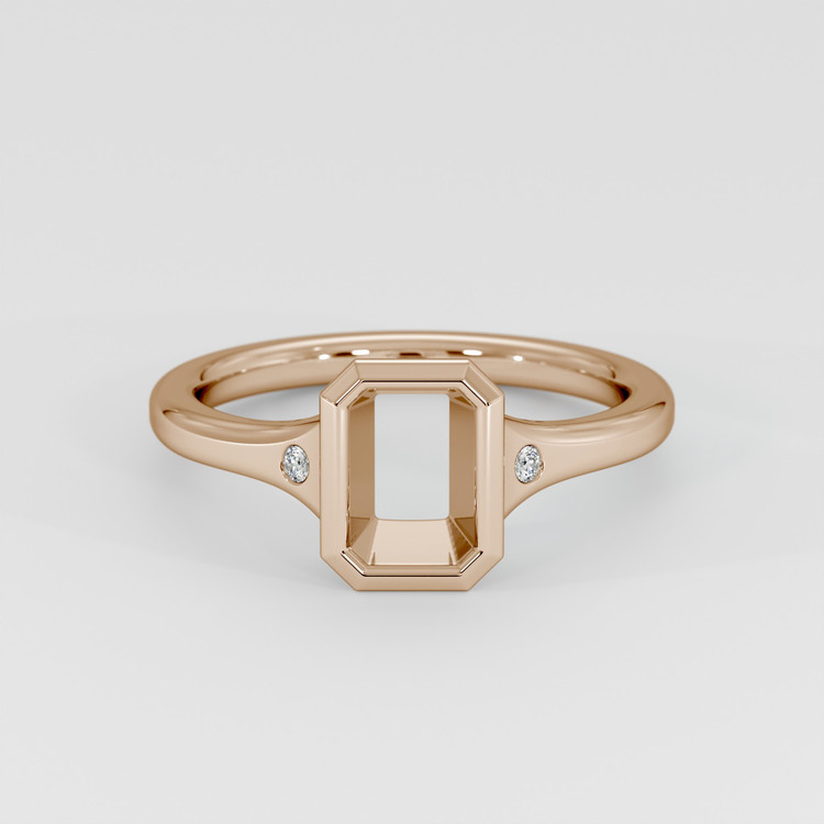 14K Rose Gold Three Stone Ring Setting