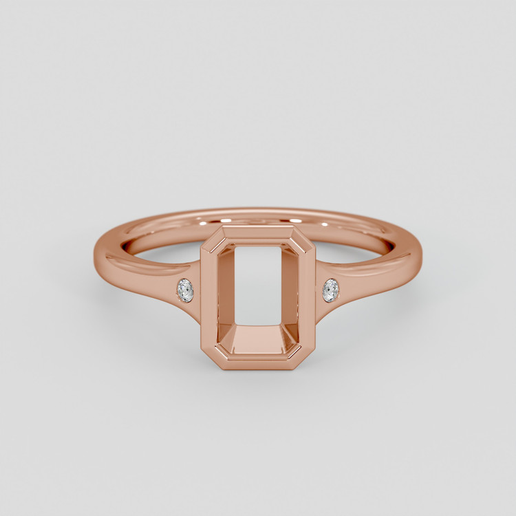 14K Rose Gold Three Stone Ring Setting