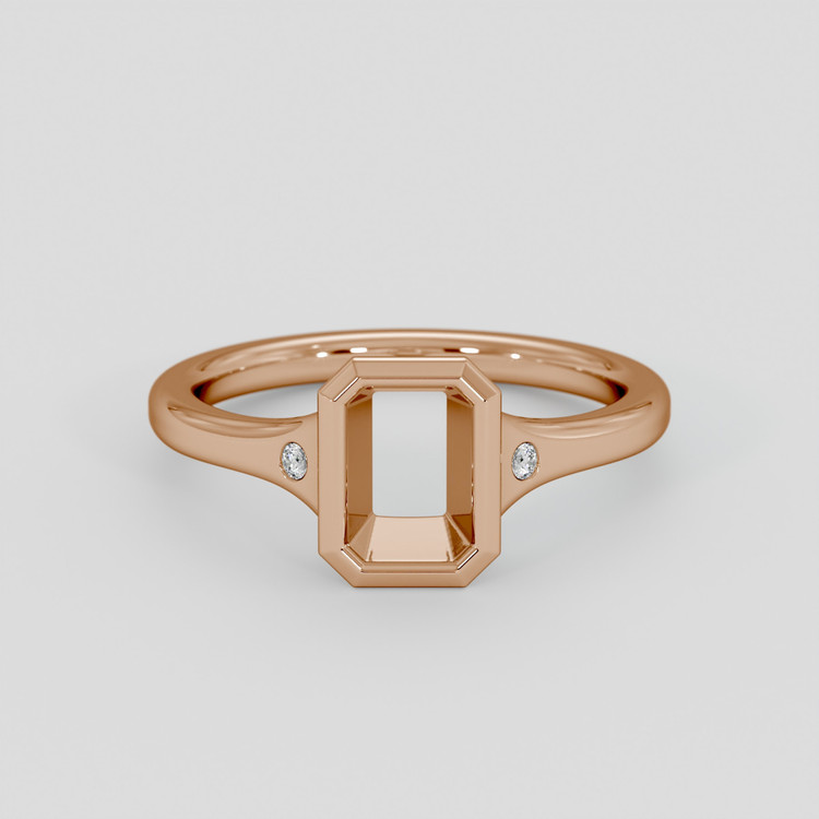 18K Rose Gold Three Stone Ring Setting