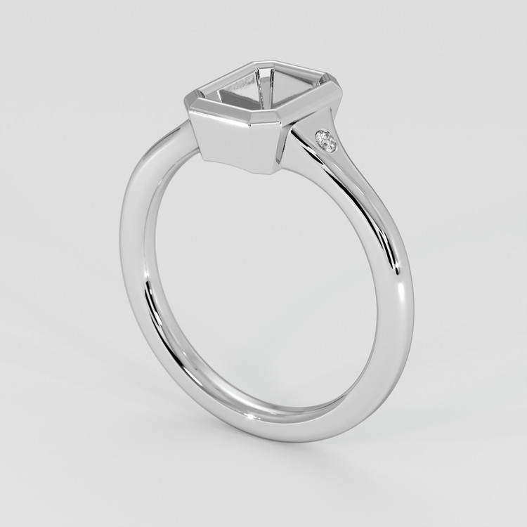 18K White Gold Three Stone Ring Setting