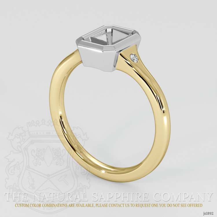 14K White & Yellow Three Stone Ring Setting