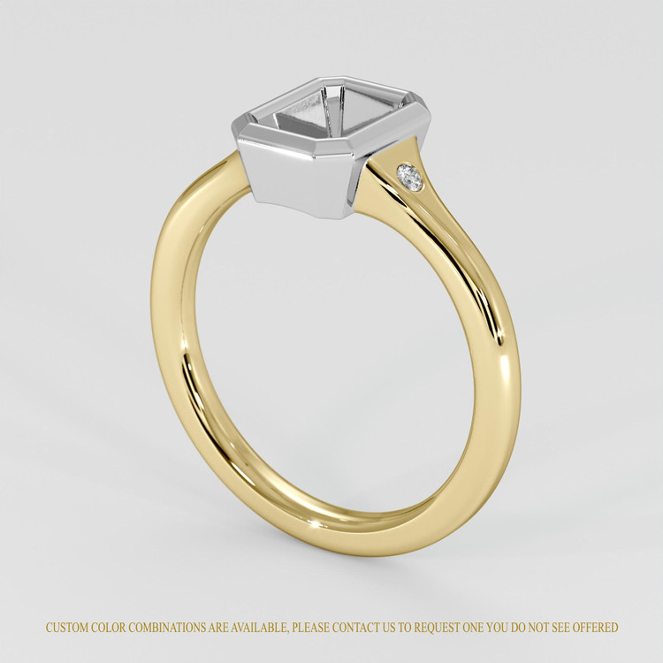 14K White & Yellow Three Stone Ring Setting