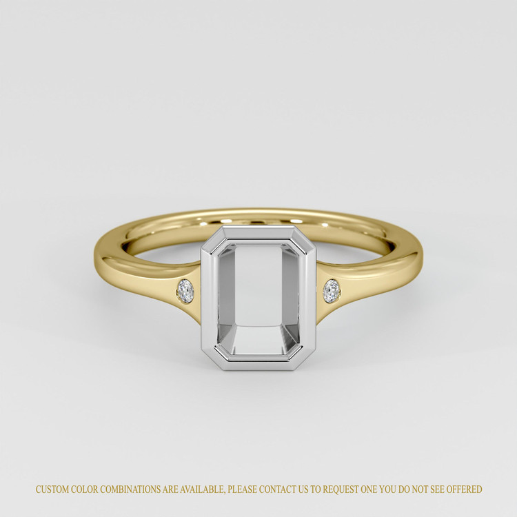 14K White & Yellow Three Stone Ring Setting