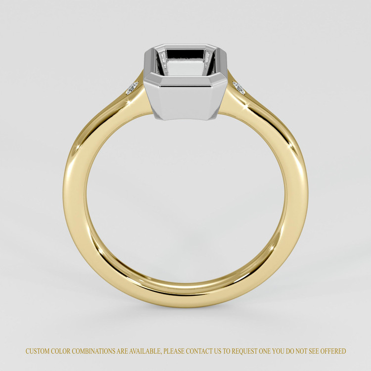 14K White & Yellow Three Stone Ring Setting