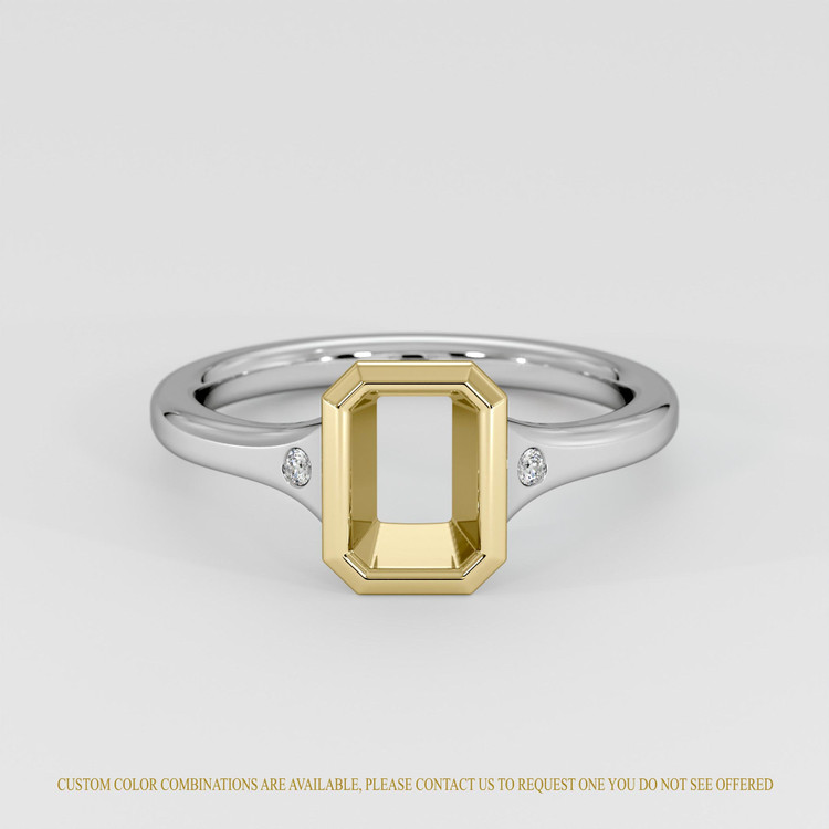 14K Yellow & White Three Stone Ring Setting
