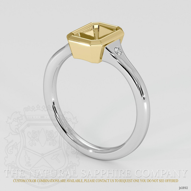 18K Yellow & White Three Stone Ring Setting