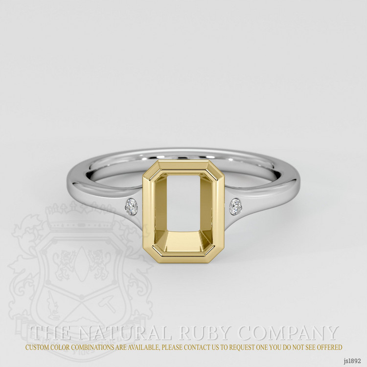 18K Yellow & White Three Stone Ring Setting