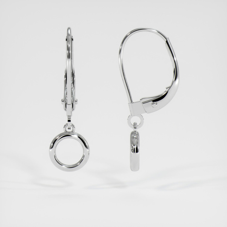 14K White Gold Bezel Earring Setting