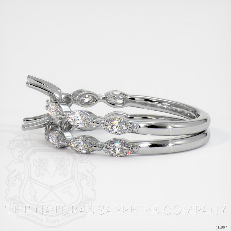 14K White Gold Accent Stones Ring Setting