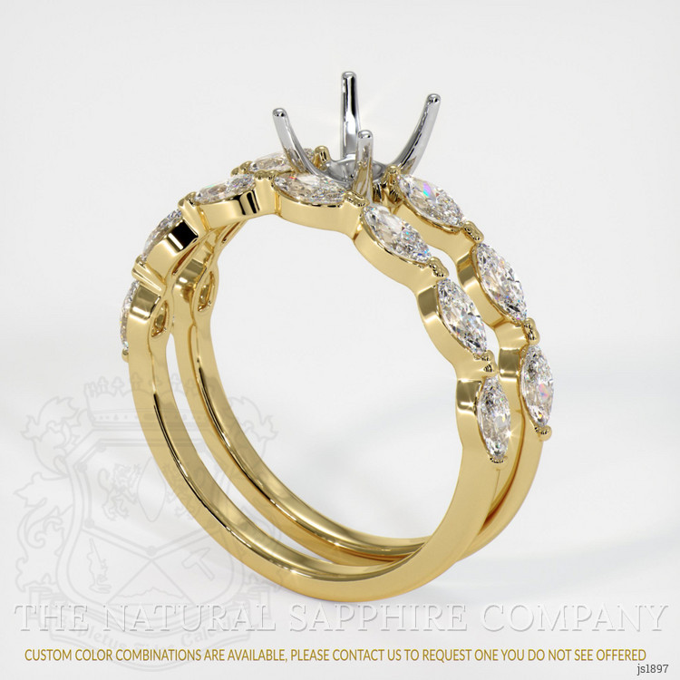 14K White & Yellow Accent Stones Ring Setting