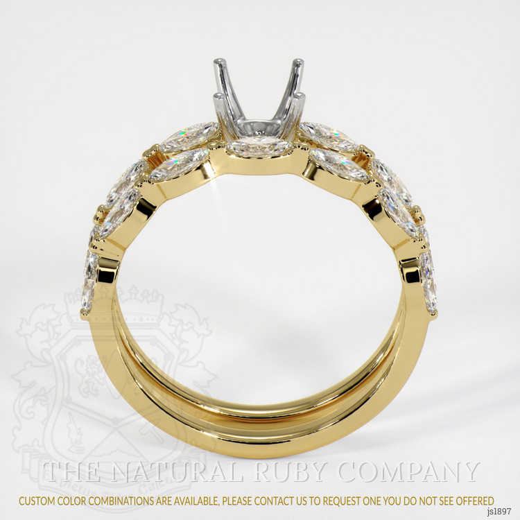 14K White & Yellow Accent Stones Ring Setting