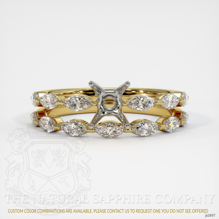 18K White & Yellow Accent Stones Ring Setting