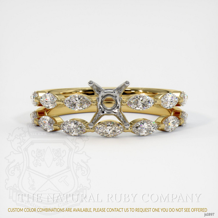 18K White & Yellow Accent Stones Ring Setting
