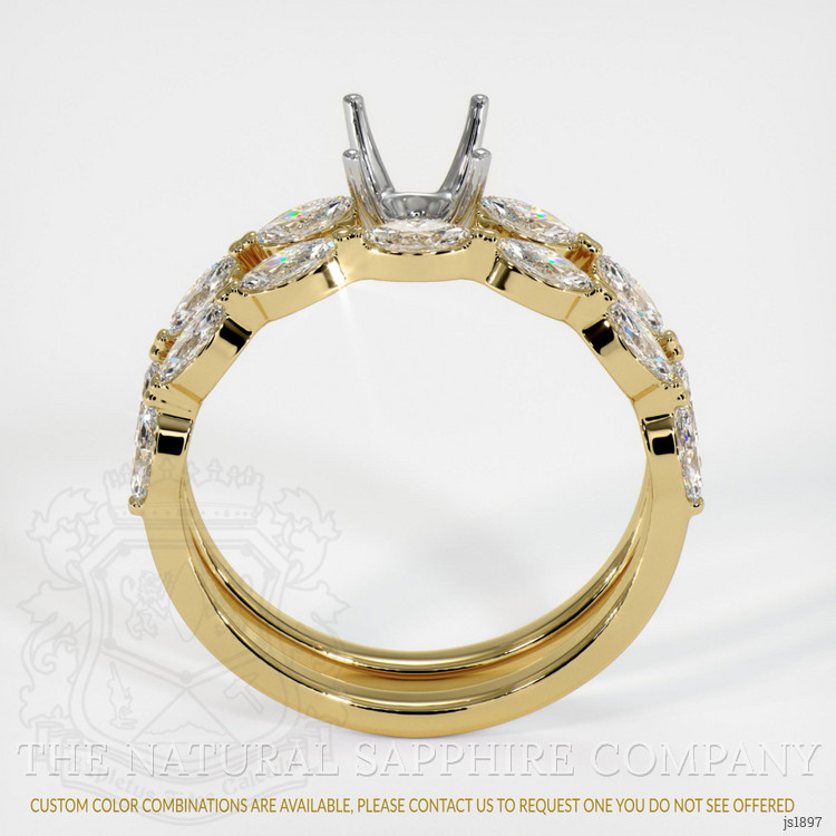 18K White & Yellow Accent Stones Ring Setting