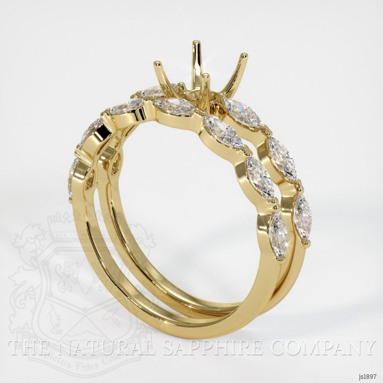 18K Yellow Gold Accent Stones Ring Setting