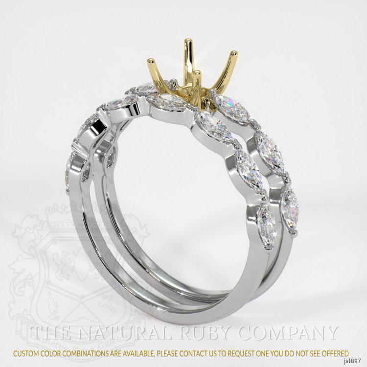 14K Yellow & White Accent Stones Ring Setting