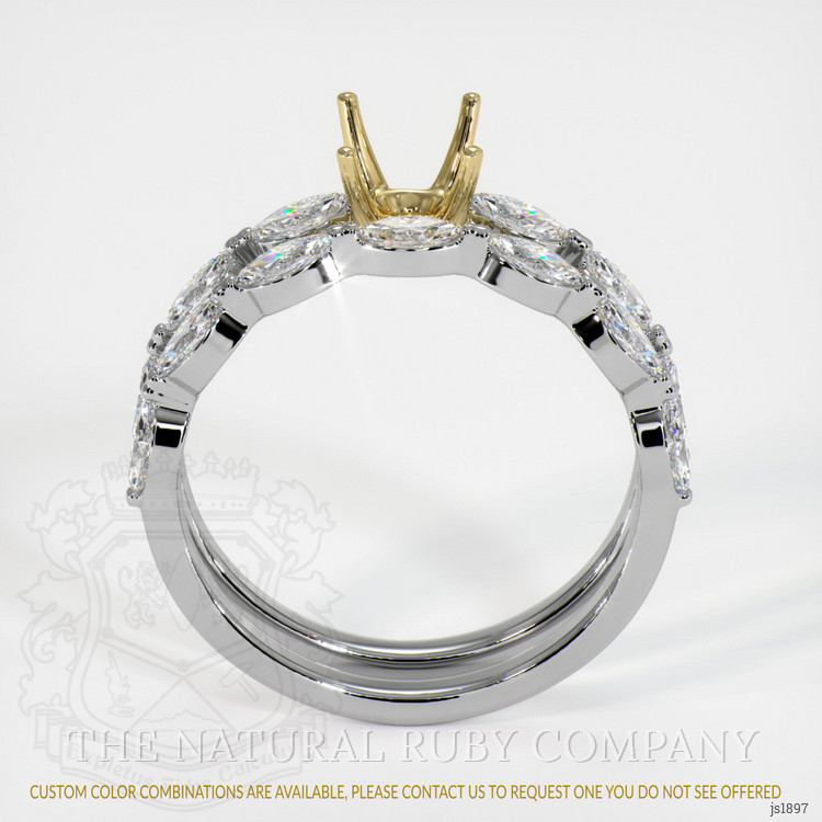 14K Yellow & White Accent Stones Ring Setting