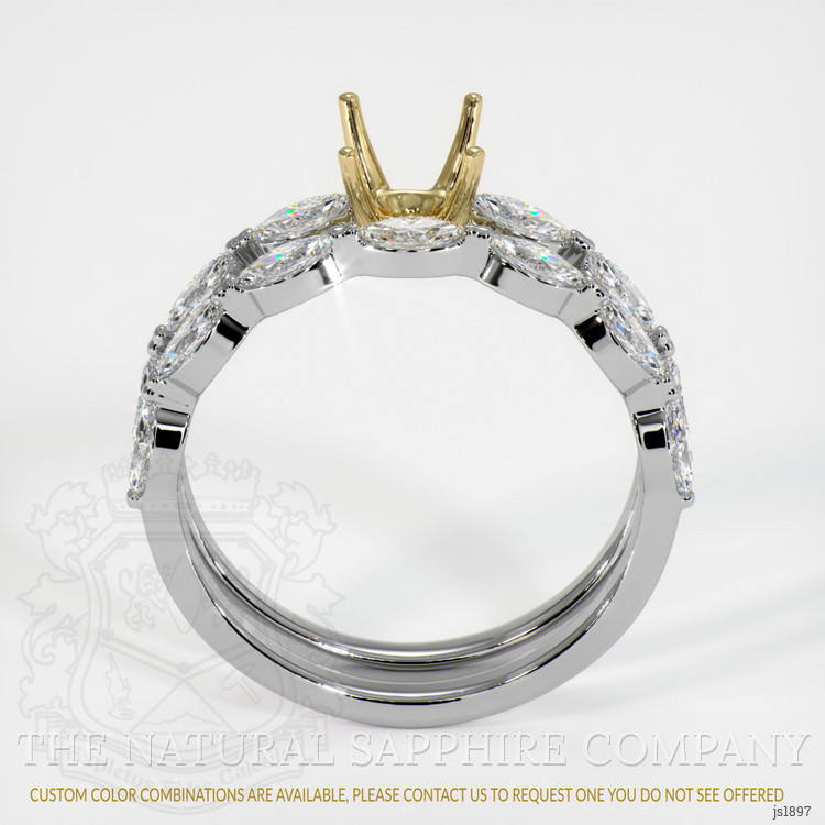 18K Yellow & White Accent Stones Ring Setting