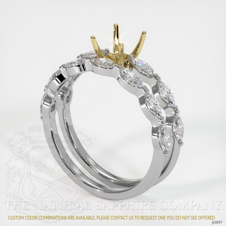 18K Yellow & White Accent Stones Ring Setting