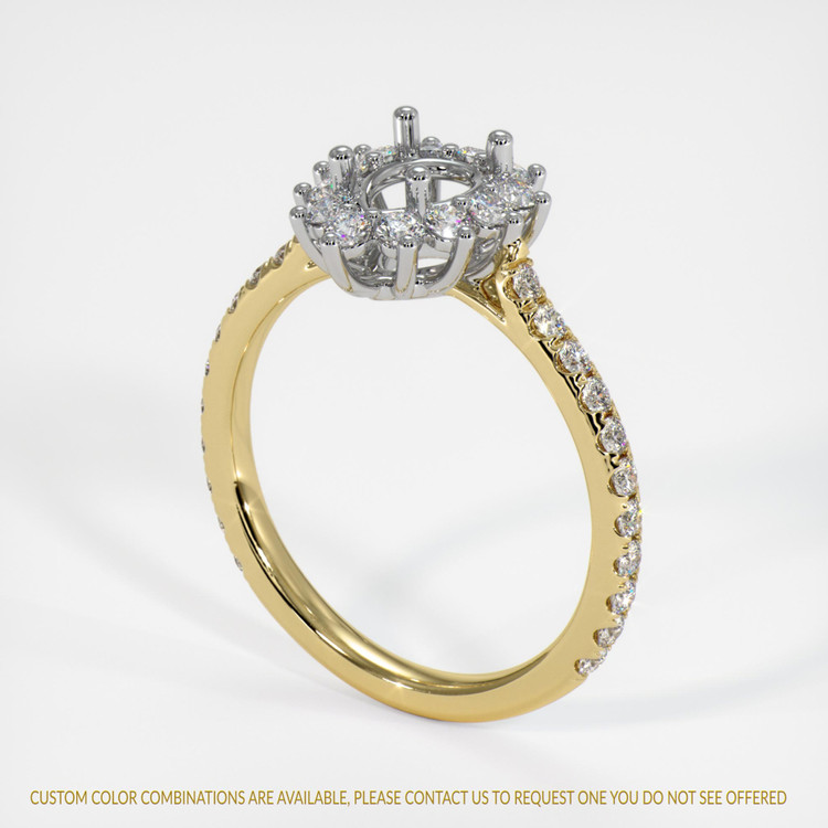 14K White & Yellow Pave Ring Setting