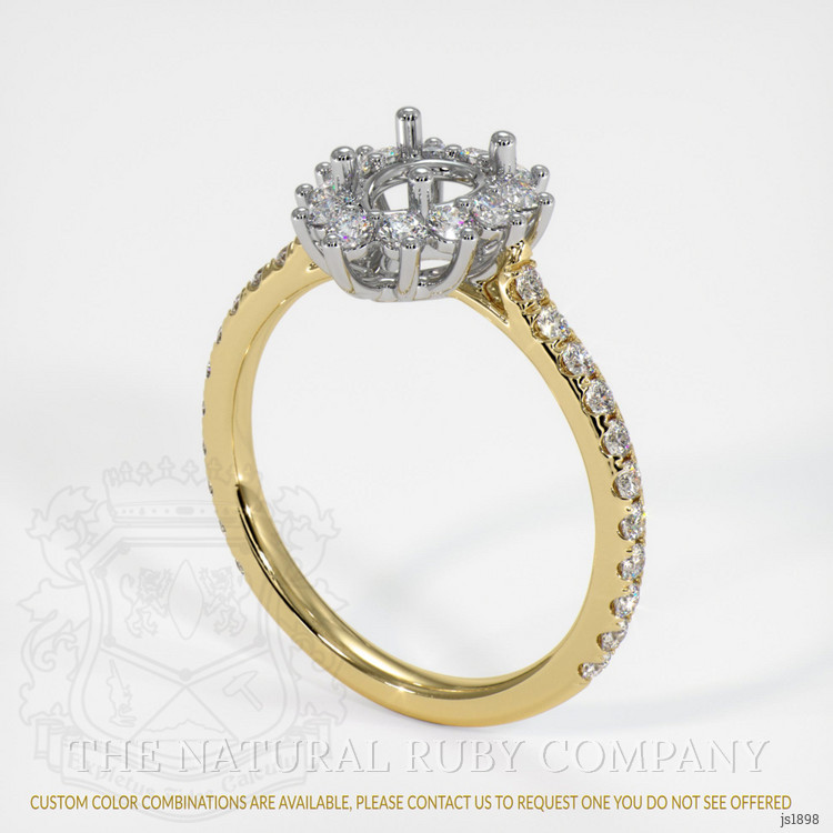 14K White & Yellow Pave Ring Setting