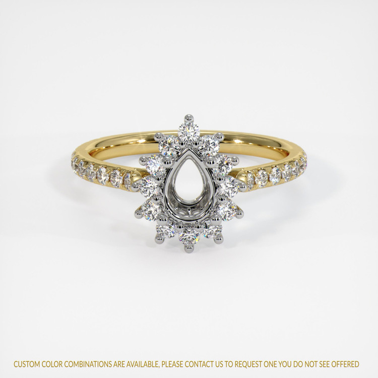 14K White & Yellow Pave Ring Setting