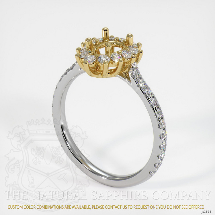 14K Yellow & White Pave Ring Setting