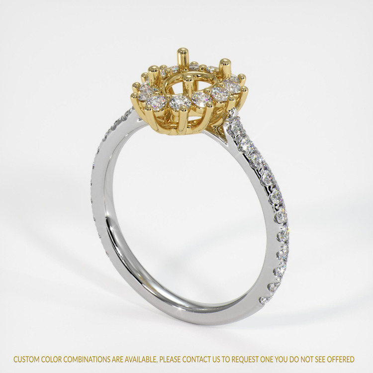 14K Yellow & White Pave Ring Setting
