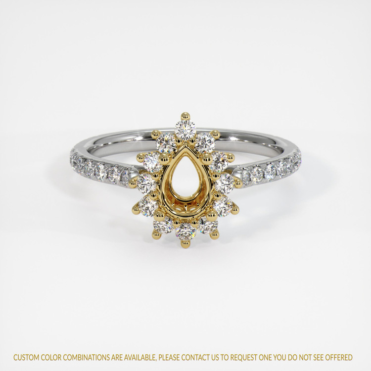 14K Yellow & White Pave Ring Setting