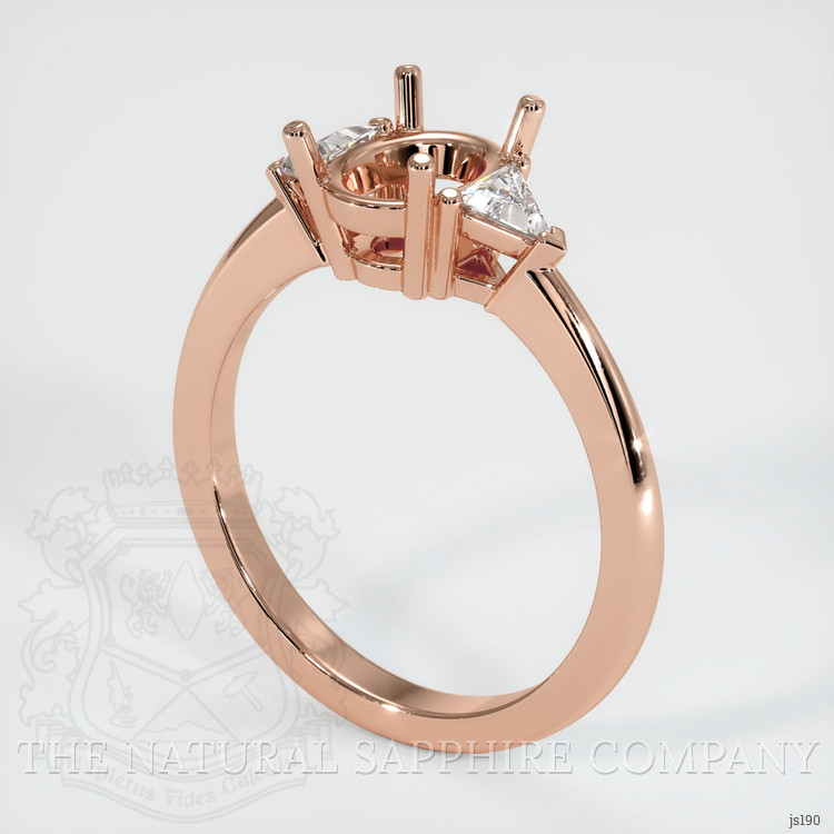 14K Rose Gold Three Stone Ring Setting
