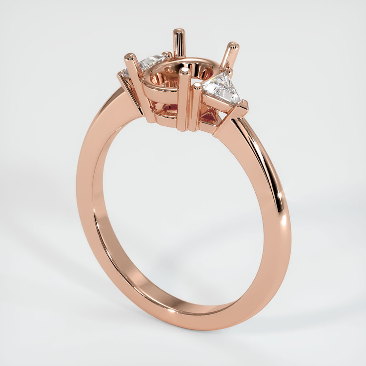 14K Rose Gold Three Stone Ring Setting