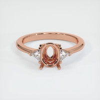 14K Rose Gold Three Stone Ring Setting Image